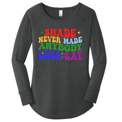 Shade Never Made Anybody Less Gay LGBTQ Rainbow Pride Women's Perfect Tri Tunic Long Sleeve Shirt