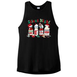 Silent Night Merry Christmas Nurse Pills Pharmacist Pharmacy Ladies PosiCharge Tri-Blend Wicking Tank