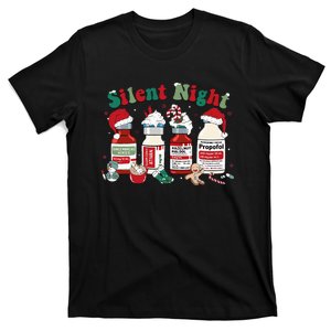 Silent Night Merry Christmas Nurse Pills Pharmacist Pharmacy T-Shirt