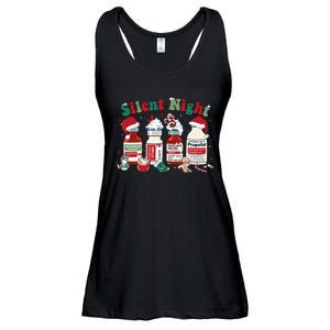 Silent Night Merry Christmas Nurse Pills Pharmacist Pharmacy Ladies Essential Flowy Tank