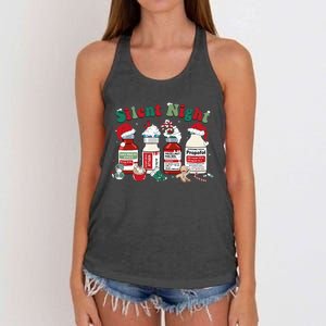 Silent Night Merry Christmas Nurse Pills Pharmacist Pharmacy Women's Knotted Racerback Tank