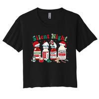 Silent Night Merry Christmas Nurse Pills Pharmacist Pharmacy Women's Crop Top Tee