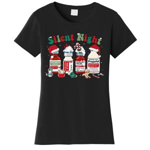 Silent Night Merry Christmas Nurse Pills Pharmacist Pharmacy Women's T-Shirt