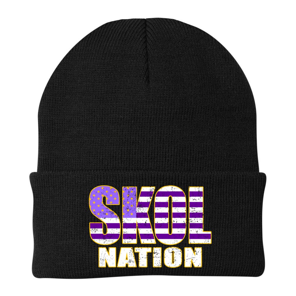 Skol Nation Meaningful Gift Meaningful Gift Purple White Gold Beanie