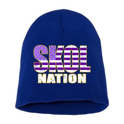 Skol Nation Meaningful Gift Meaningful Gift Purple White Gold Short Acrylic Beanie