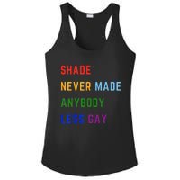 Shade Never Made Anybody Less Gay Ladies PosiCharge Competitor Racerback Tank