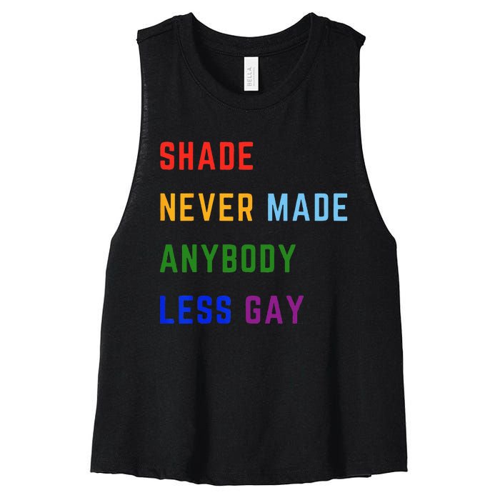 Shade Never Made Anybody Less Gay Women's Racerback Cropped Tank