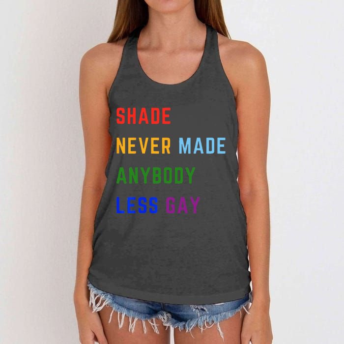 Shade Never Made Anybody Less Gay Women's Knotted Racerback Tank