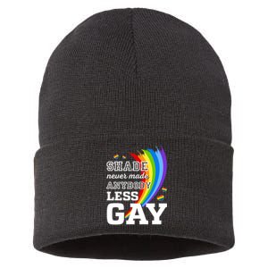 Shade Never Made Anybody Less Gay LGBTQ Rainbow Pride Sustainable Knit Beanie