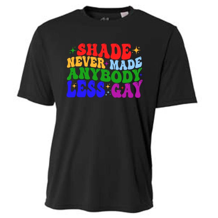 Shade Never Made Anybody Less Gay LGBTQ Rainbow Pride Cooling Performance Crew T-Shirt