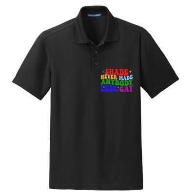 Shade Never Made Anybody Less Gay LGBTQ Rainbow Pride Dry Zone Grid Polo