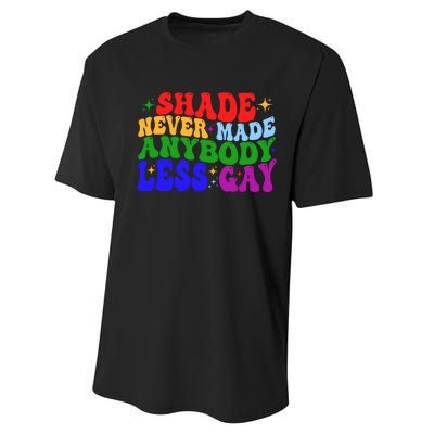 Shade Never Made Anybody Less Gay LGBTQ Rainbow Pride Performance Sprint T-Shirt