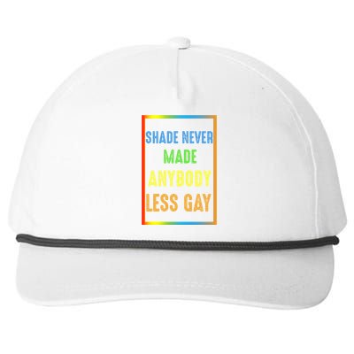 Shade Never Made Anybody Less Gay LGBTQ Rainbow Pride Snapback Five-Panel Rope Hat