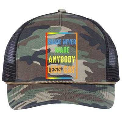 Shade Never Made Anybody Less Gay LGBTQ Rainbow Pride Retro Rope Trucker Hat Cap