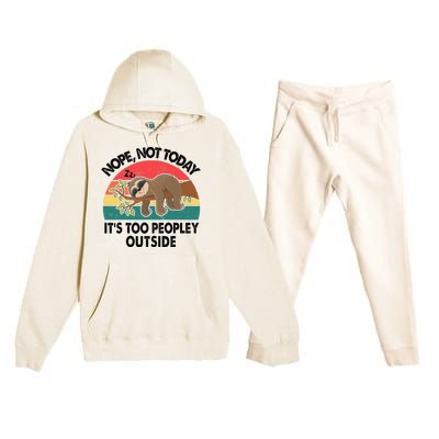 Sloth Nope Not Today Its Too Peopley Outside Funny Introvert Premium Hooded Sweatsuit Set