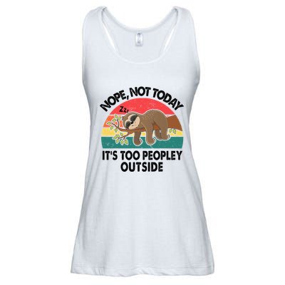 Sloth Nope Not Today Its Too Peopley Outside Funny Introvert Ladies Essential Flowy Tank