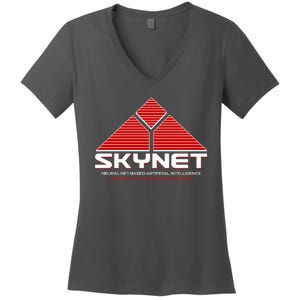 Skynet Neural Net Based Artificial Intelligence Cyberdyne Systems Corporation Women's V-Neck T-Shirt