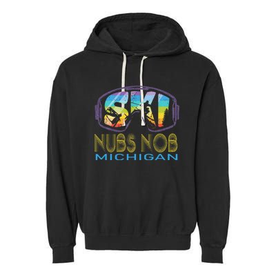 Ski Nubs Nob Michigan Skiing Vacation Garment-Dyed Fleece Hoodie