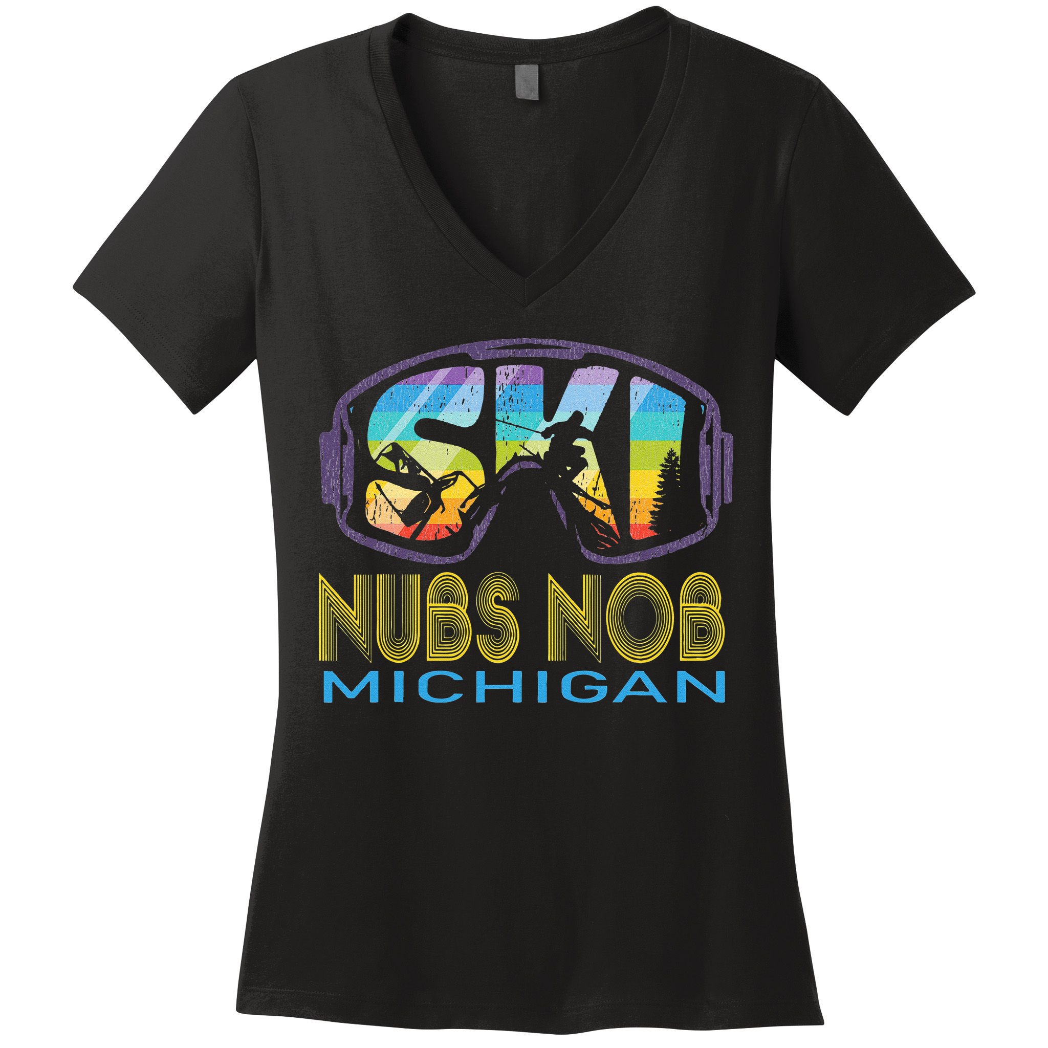 Ski Nubs Nob Michigan Skiing Vacation Women's V-Neck T-Shirt
