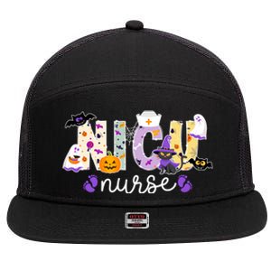 Spooky Nicu Nurse Halloween Neonatal Intensive Care Unit Gift 7 Panel Mesh Trucker Snapback Hat