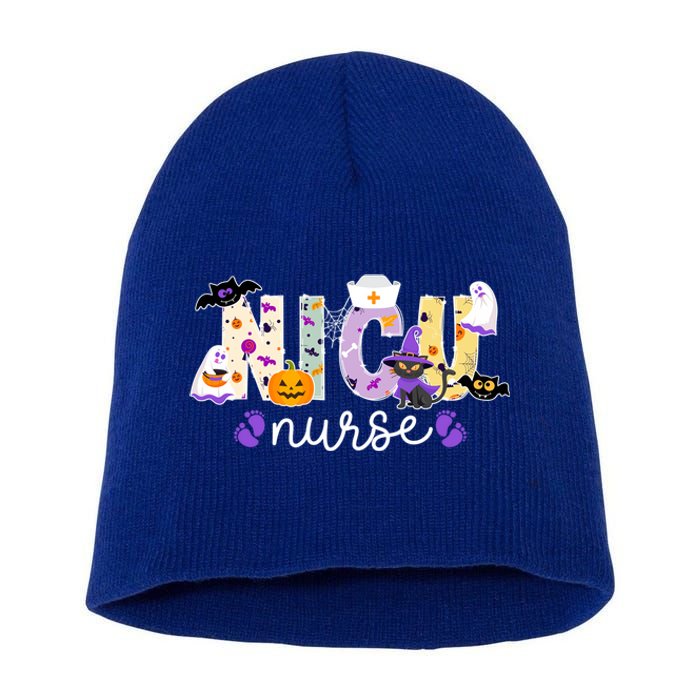 Spooky Nicu Nurse Halloween Neonatal Intensive Care Unit Gift Short Acrylic Beanie