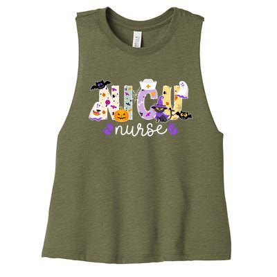 Spooky Nicu Nurse Halloween Neonatal Intensive Care Unit Gift Women's Racerback Cropped Tank