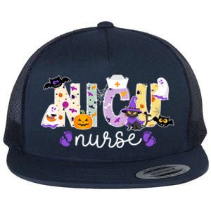 Spooky Nicu Nurse Halloween Neonatal Intensive Care Unit Gift Flat Bill Trucker Hat