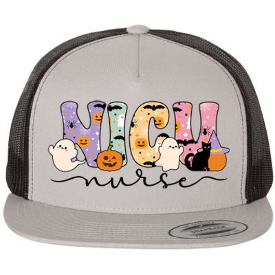 Spooky Nicu Nurse Halloween Nicu Nursing Gift Flat Bill Trucker Hat