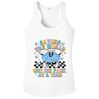 School Nurse Nursing Saving The World One Ice Pack At A Time Ladies PosiCharge Competitor Racerback Tank