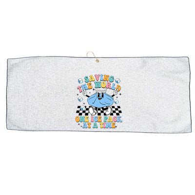 School Nurse Nursing Saving The World One Ice Pack At A Time Large Microfiber Waffle Golf Towel