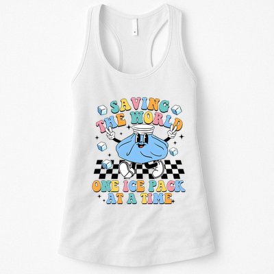 School Nurse Nursing Saving The World One Ice Pack At A Time Womens Tank Top