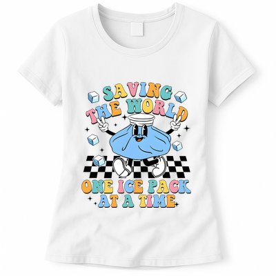 School Nurse Nursing Saving The World One Ice Pack At A Time Womens T-Shirt