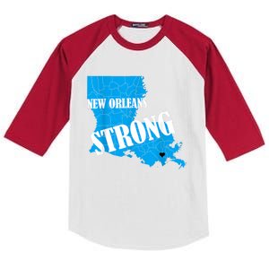 Support New Orleans Nola Strong 2025 Pray For Nola Kids Colorblock Raglan Jersey