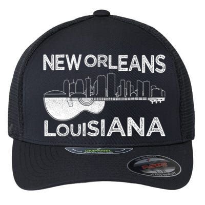 Souvenir New Orleans Guitar Music Louisiana New Orleans Flexfit Unipanel Trucker Cap