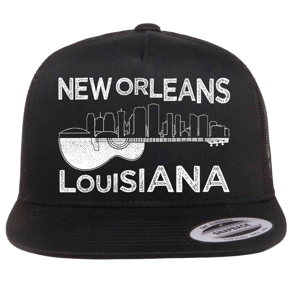 Souvenir New Orleans Guitar Music Louisiana New Orleans Flat Bill Trucker Hat