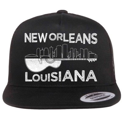 Souvenir New Orleans Guitar Music Louisiana New Orleans Flat Bill Trucker Hat