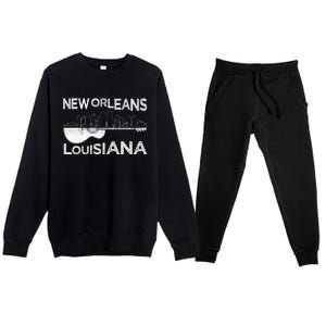 Souvenir New Orleans Guitar Music Louisiana New Orleans Premium Crewneck Sweatsuit Set