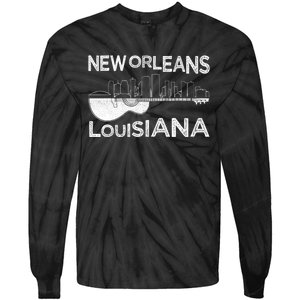 Souvenir New Orleans Guitar Music Louisiana New Orleans Tie-Dye Long Sleeve Shirt