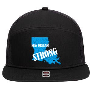 Support New Orleans Nola Strong 2025 Pray For Nola 7 Panel Mesh Trucker Snapback Hat