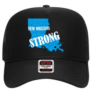 Support New Orleans Nola Strong 2025 Pray For Nola High Crown Mesh Back Trucker Hat