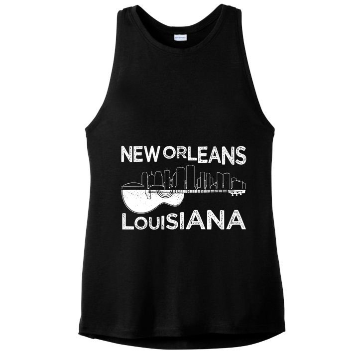 Souvenir New Orleans Guitar Music Louisiana New Orleans Ladies PosiCharge Tri-Blend Wicking Tank