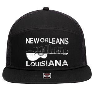 Souvenir New Orleans Guitar Music Louisiana New Orleans 7 Panel Mesh Trucker Snapback Hat