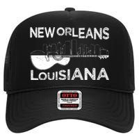 Souvenir New Orleans Guitar Music Louisiana New Orleans High Crown Mesh Back Trucker Hat