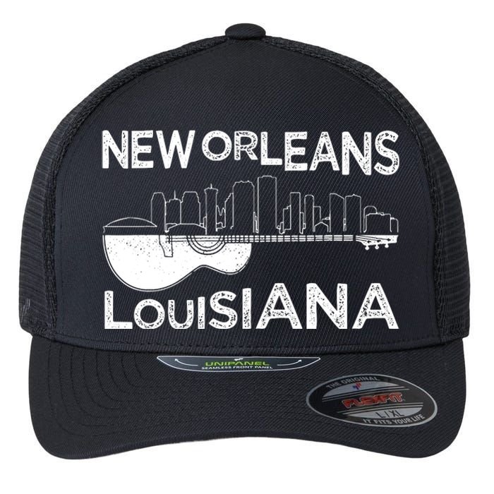 Souvenir New Orleans Guitar Music Louisiana New Orleans Flexfit Unipanel Trucker Cap