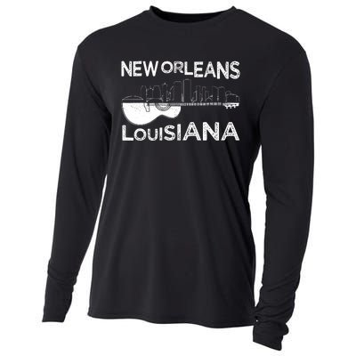 Souvenir New Orleans Guitar Music Louisiana New Orleans Cooling Performance Long Sleeve Crew