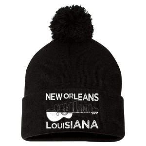 Souvenir New Orleans Guitar Music Louisiana New Orleans Pom Pom 12in Knit Beanie