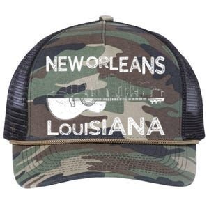 Souvenir New Orleans Guitar Music Louisiana New Orleans Retro Rope Trucker Hat Cap