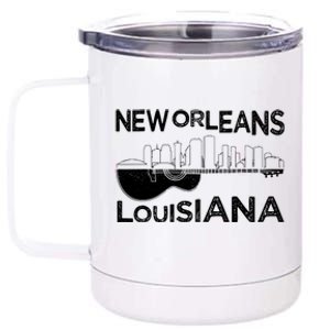 Souvenir New Orleans Guitar Music Louisiana New Orleans 12 oz Stainless Steel Tumbler Cup