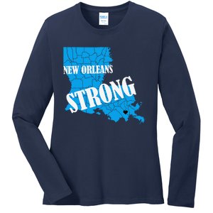 Support New Orleans Nola Strong 2025 Pray For Nola Ladies Long Sleeve Shirt