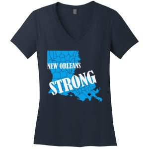 Support New Orleans Nola Strong 2025 Pray For Nola Women's V-Neck T-Shirt